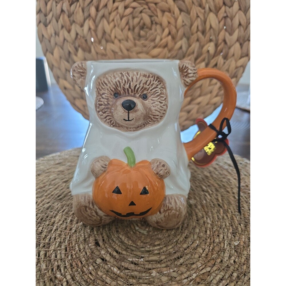 Halloween Teddy Bear Ghost Pumpkin Mug NWT